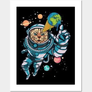 Cat in Space - Funny Spacesuit  Cat Graphic Posters and Art